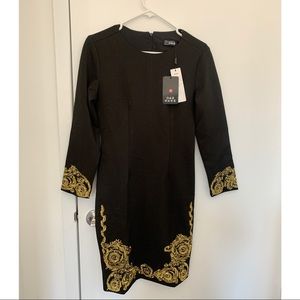 Beautiful black dress with gold embroidery